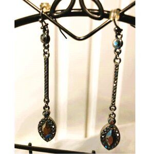 OBSIDIAN AND HEMATITE DROP/DANGLE EARRINGS